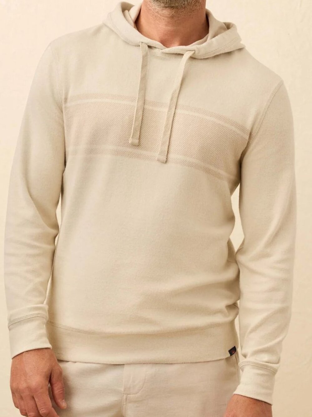 Faherty Men's Legend Sweater Hoodie Size M Winter Oat Surf Stripe NWT